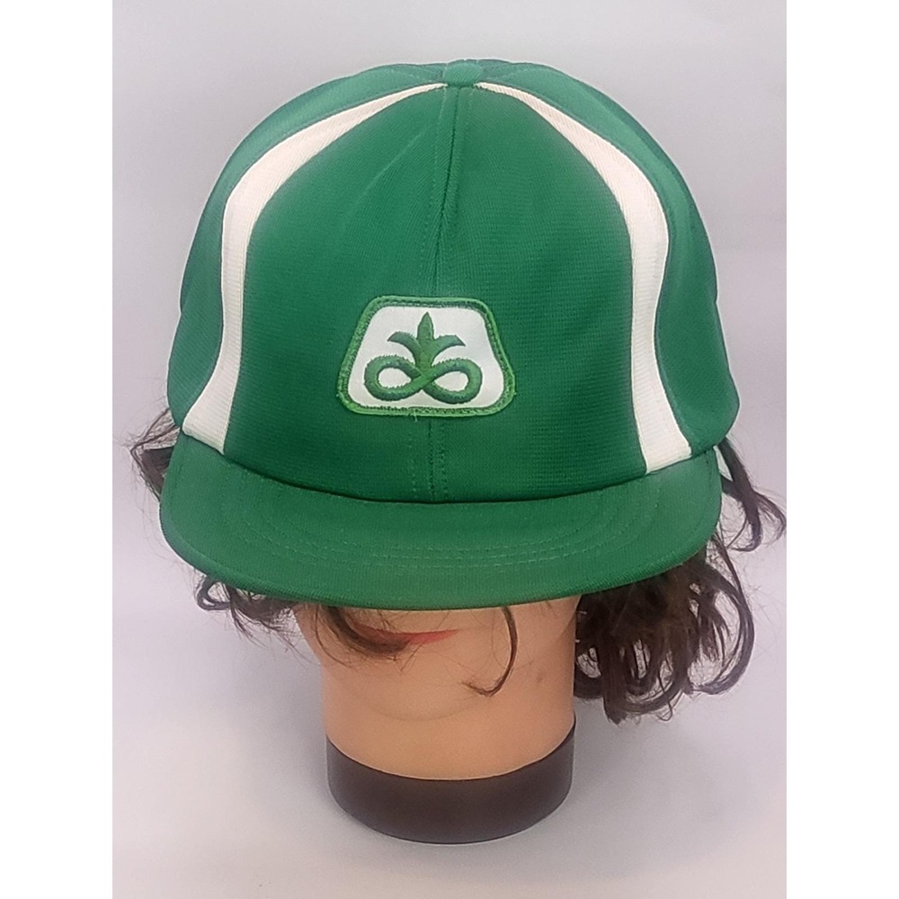 Vintage Pioneer Seed Hat Mens L/XL Green White Racing Stripe Cap Made In USA